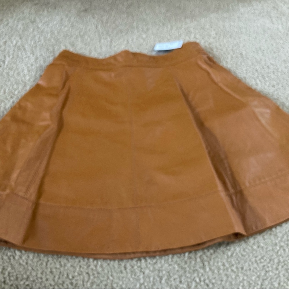 bebe A-Line Tan Leather Skirt